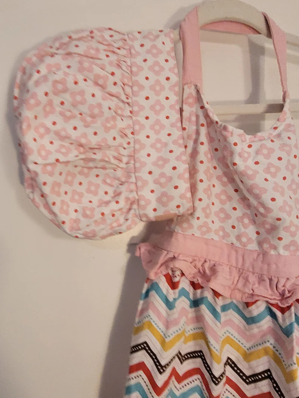 Kids Pink Chevron Apron with Matching Chef Hat